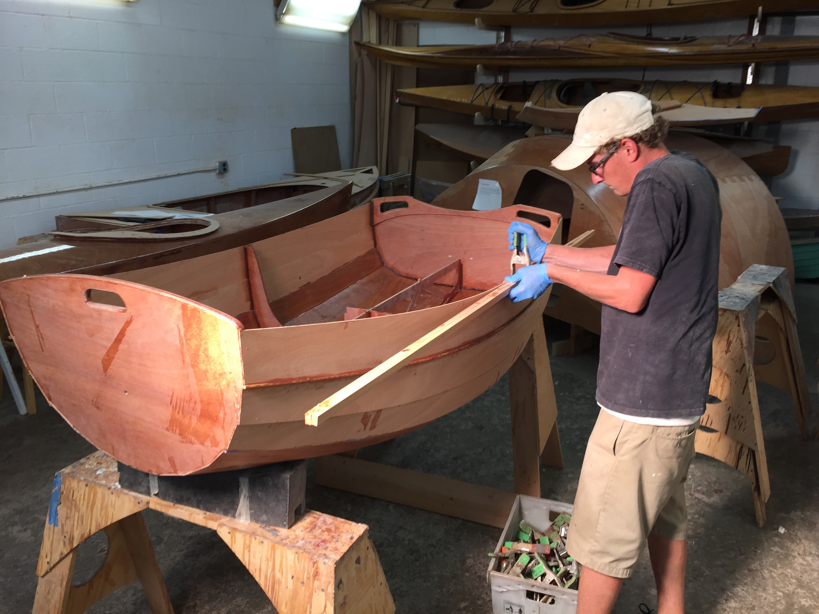 CLC Ultralight Dinghy - Clamping the Rails