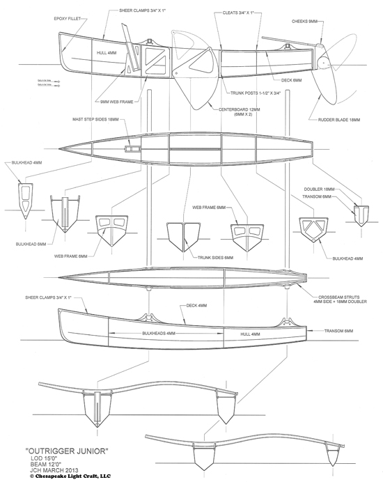 Chesapeake Light Craft Outrigger Junior Sailboat Kit and Plans