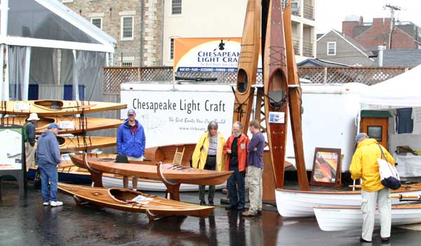 newport, woodenboat show, chesapeake light craft, phil bolger, wooden kayak