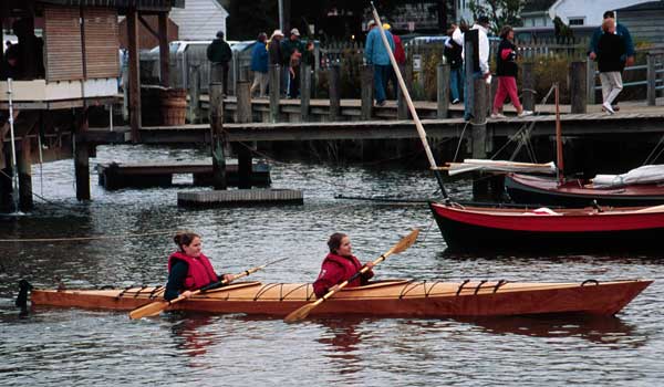 st. michaels, wooden kayak, wooden boat, chesapeake light craft, chesapeake double