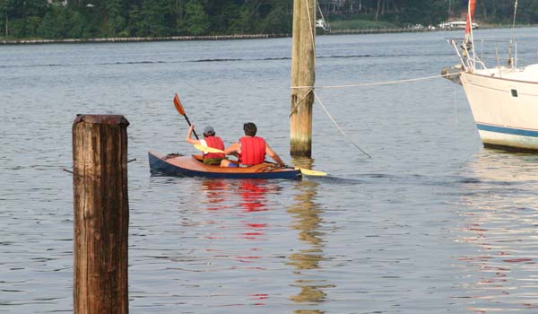 clc demo, chesapeake light craft, wooden kayak, wooden boat, mill creek