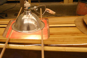 flush hatch, wooden kayak hatch, heat lamp